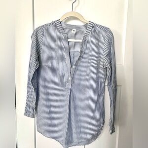 Old Navy Blue and White Striped Button-Down Tunic